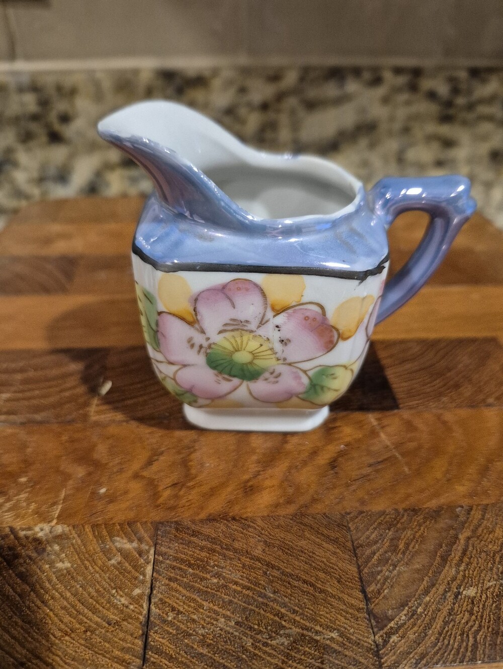 Vtg. Japanese Lusterware Hand-Painted Floral Ceramic Creamer